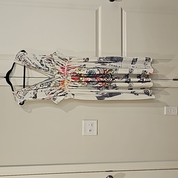 Daniel Benjamin Plunging V & Wrap Front Multicolored Print Dress - Picture 5 of 6